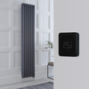 Radiateur électrique style fonte - Anthracite - 3 rangs - 38 x 180 cm - Thermostat Wi-Fi rétro-éclairé noir - Windsor - Hudson Reed