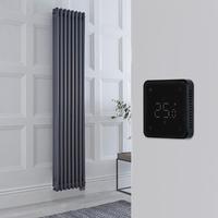 Radiateur électrique style fonte - Anthracite - 3 rangs - 38 x 180 cm - Thermostat Wi-Fi rétro-éclairé noir - Windsor - Hudson Reed