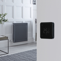 Radiateur électrique style fonte - Anthracite - 3 rangs - 60, 5 x 60 cm - Thermostat Wi-Fi rétro-éclairé noir - Windsor - Hudson Reed