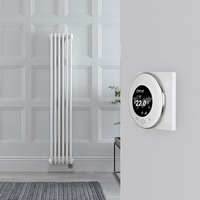 Radiateur électrique style fonte - Blanc - 2 rangs - 29 x 150 cm - Thermostat Wi-Fi rond - Windsor - Hudson Reed