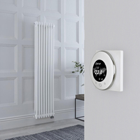 Radiateur électrique style fonte - Blanc - 2 rangs - 38 x 150 cm - Thermostat Wi-Fi rond - Windsor - Hudson Reed