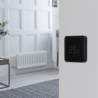 Radiateur électrique style fonte - Blanc - 2 rangs - 78, 5 x 30 cm - Thermostat Wi-Fi rétro-éclairé noir - Windsor - Hudson Reed