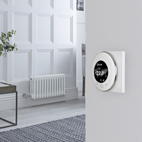 Radiateur électrique style fonte horizontal - Blanc - 3 rangs - 60, 5 x 30 cm - Thermostat Wi-Fi rond - Windsor - Hudson Reed