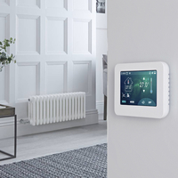 Radiateur électrique style fonte horizontal - Blanc - 3 rangs - 78, 5 x 30 cm - Thermostat Wi-Fi à écran tactile - Windsor - Hudson Reed