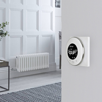 Radiateur électrique style fonte horizontal - Blanc - 3 rangs - 78, 5 x 30 cm - Thermostat Wi-Fi rond - Windsor - Hudson Reed