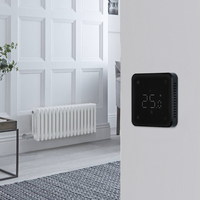 Radiateur électrique style fonte horizontal - Blanc - 3 rangs - 78, 5 x 30 cm - Thermostat Wi-Fi rétro-éclairé noir - Windsor - Hudson Reed