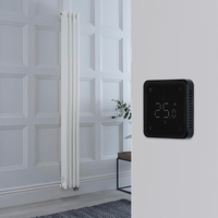 Radiateur électrique style fonte vertical - Blanc - 3 rangs - 20 x 180 cm - Thermostat Wi-Fi rétro-éclairé noir - Windsor - Hudson Reed