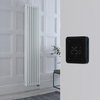 Radiateur électrique style fonte vertical - Blanc - 3 rangs - 38 x 180 cm - Thermostat Wi-Fi rétro-éclairé noir - Windsor - Hudson Reed