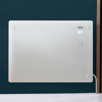 Radiateur Électrique Verre - Blanc - Écran LED - Wi-Fi - 1500W - Panneau Mural/Roulette - Sur prise - Ecoso par Hudson Reed
