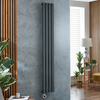 Radiateur électrique vertical - 160 x 23, 6 cm - Chauffage Économique WiFi - Anthracite - Thermostat intégré à brancher - Vitality - Hudson Reed