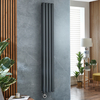 Radiateur électrique vertical - 160 x 23, 6 cm - Économique WiFi Connecté - Anthracite - Double Coeur - Thermostat intégré sur prise - Vitality