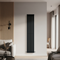 Radiateur noir vertical design - 178 x 35 cm - Acier mural - 1 rang - Chauffage eau chaude - Hudson Reed