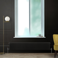 Radiateur style fonte horizontal - 3 rangs - Noir - 30 x 159, 5 x 10 cm - Design rétro - Windsor - Hudson Reed