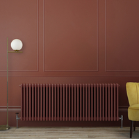 Radiateur style fonte horizontal - 3 rangs - Rouge - 60 x 159, 5 x 10 cm - Design rétro - Windsor - Hudson Reed