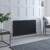 Radiateur style fonte horizontal - Anthracite - Double rangs – 60 x 119 cm - Design rétro - Windsor - Hudson Reed