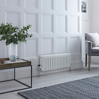 Radiateur style fonte horizontal - Eau chaude - Rétro - Acier blanc - Quatre rangs - 30 cm x 78, 5 cm – Windsor