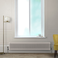 Radiateur style fonte horizontal - Triple rangs - Blanc - 30 x 159, 5 x 10 cm - Design rétro - Windsor - Hudson Reed