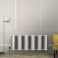Radiateur style fonte horizontal - Triple rangs - Blanc - 50 x 141, 5 x 10 cm - Design rétro - Windsor - Hudson Reed