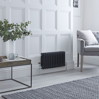 Radiateur style fonte horizontal – Anthracite – Triple rangs – 30 x 60, 5 cm – Design rétro - Windsor - Hudson Reed