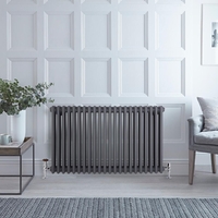 Radiateur style fonte horizontal – Anthracite – Triple rangs – 50 x 101 cm – Design rétro - Windsor - Hudson Reed