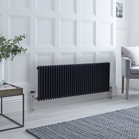 Radiateur style fonte horizontal – Anthracite – Triple rangs – 50 x 159, 5 cm – Design rétro - Windsor - Hudson Reed