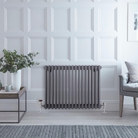 Radiateur style fonte horizontal – Anthracite – Triple rangs – 50 x 78, 5 cm – Design rétro - Windsor - Hudson Reed