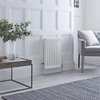 Radiateur style fonte horizontal – Blanc - 2 rangs – 60 x 42, 5 cm – Avec pieds – Design rétro - Windsor - Hudson Reed