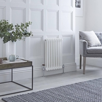 Radiateur style fonte horizontal – Blanc - 2 rangs – 60 x 42, 5 cm – Chauffage central - Design rétro - Windsor - Hudson Reed