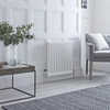 Radiateur style fonte horizontal – Blanc - 2 rangs – 60 x 60, 5 cm - Avec pieds - Design rétro - Windsor - Hudson Reed