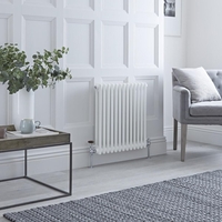 Radiateur style fonte horizontal – Blanc - 2 rangs – 60 x 60, 5 cm - Design rétro - Windsor - Hudson Reed