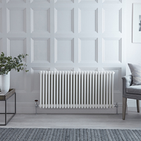 Radiateur style fonte horizontal – Blanc – 50 cm x 127, 2 cm – Triple rangs – Stelrad Regal par Hudson Reed