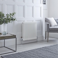 Radiateur style fonte horizontal – Blanc – 75 x 60, 5 cm – 3 rangs – Design rétro - Windsor - Hudson Reed