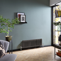 Radiateur style fonte horizontal – Double rang – Étain – 30 x 101 cm – Design rétro - Windsor - Hudson Reed