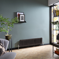 Radiateur style fonte horizontal – Double rang – Étain – 30 x 119 cm – Design rétro - Windsor - Hudson Reed