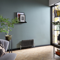 Radiateur style fonte horizontal – Double rang – Étain – 30 x 60, 5 cm – Design rétro - Windsor - Hudson Reed