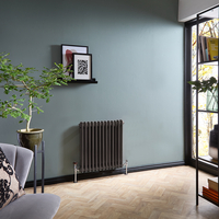 Radiateur style fonte horizontal – Double rangs – Étain – 60 x 60, 5 cm – Design rétro - Windsor - Hudson Reed