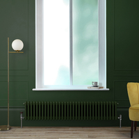 Radiateur style fonte horizontal – Double rangs – Vert – 30 cm x 150, 5 cm - 835 W - Rétro - Eau - Hudson Reed Windsor