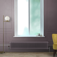 Radiateur style fonte horizontal – Double rangs – Violet – 30 cm x 150, 5 cm - 835 W - Rétro - Eau - Hudson Reed Windsor