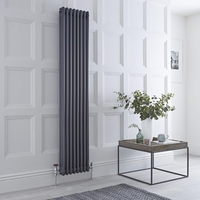 Radiateur style fonte rétro vertical – Anthracite - Triple rang – 180 x 38 cm - Design rétro - Windsor - Hudson Reed
