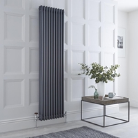 Radiateur style fonte rétro vertical – Anthracite - Triple rang – 180 x 47 cm - Avec pieds - Design rétro - Windsor - Hudson Reed