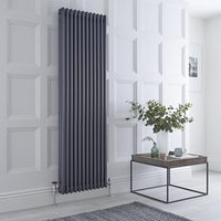 Radiateur style fonte rétro vertical – Anthracite - Triple rang – 180 x 56 cm - Avec pieds - Design rétro - Windsor - Hudson Reed