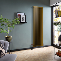 Radiateur style fonte vertical – 180 cm x 47 cm – Double rang – Or métallilque - 1223 W - Rétro - Eau - Hudson Reed Windsor