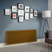 Radiateur style horizontal - Triple rangs – Or métallisé – 60 x 159, 5 cm – Design rétro - Windsor - Hudson Reed