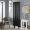 Radiateur style vertical – Noir – Avec pieds – 178 x 59 cm - Design moderne - Chauffage central - Vitality - Hudson Reed