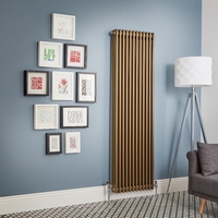 Radiateur vertical - 3 rangs - Bronze métallisé - 180 x 38 cm - Design rétro - Windsor - Hudson Reed