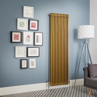 Radiateur vertical - 3 rangs - Or métallisé - 180 x 47 cm - Design rétro - Windsor - Hudson Reed