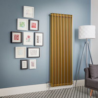 Radiateur vertical - 3 rangs - Or métallisé - 180 x 65 cm - Design rétro - Windsor - Hudson Reed