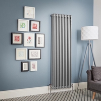 Radiateur vertical - Triple rangs - Argent métallisé - 180 x 56 cm - Design rétro - Windsor - Hudson Reed