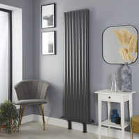 Radiateur vertical – Anthracite – Avec pieds – 2 rangs - 178 x 47, 2 cm - Design moderne - Chauffage central - Vitality - Hudson Reed