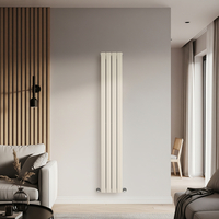 Radiateur vertical blanc crème - 178 x 28 cm - Design extra plat & fin - Acier - Chauffage eau chaude - Hudson Reed Delta
